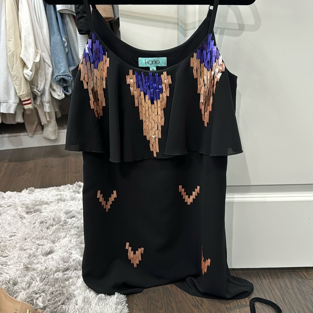 Karlie Black Dress with Sequin Detail